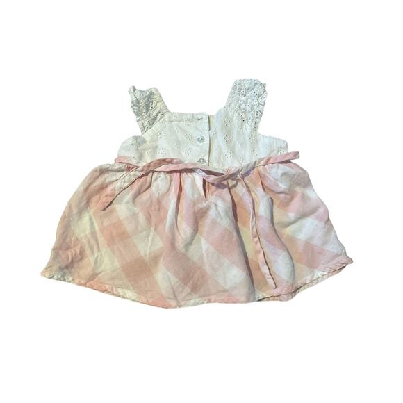 Rare Editions Girls 12M Pink and White Gingham Flower Embroidery Summer Dress - Picture 6 of 12